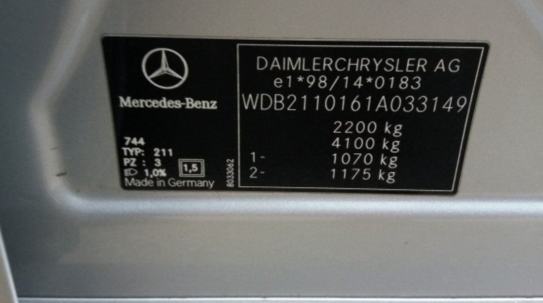 Parasolare Mercedes E-CLASS W211 2007 berlina 3.0