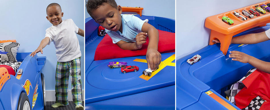 Patul Hot Wheels cu circuit inclus e visul oricarui copil... si adult Patul Hot Wheels cu circuit inclus e visul oricarui copil... si adult