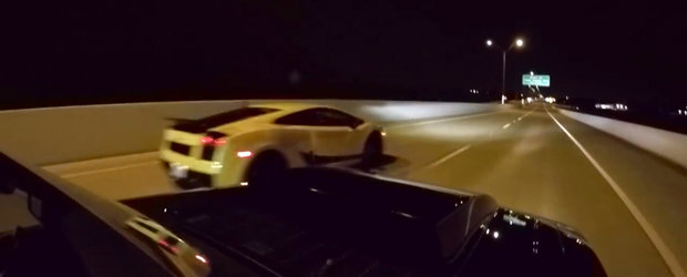 Pazea! Un Mustang si-un Gallardo se intrec intr-o cursa ilegala de 3000 CP!