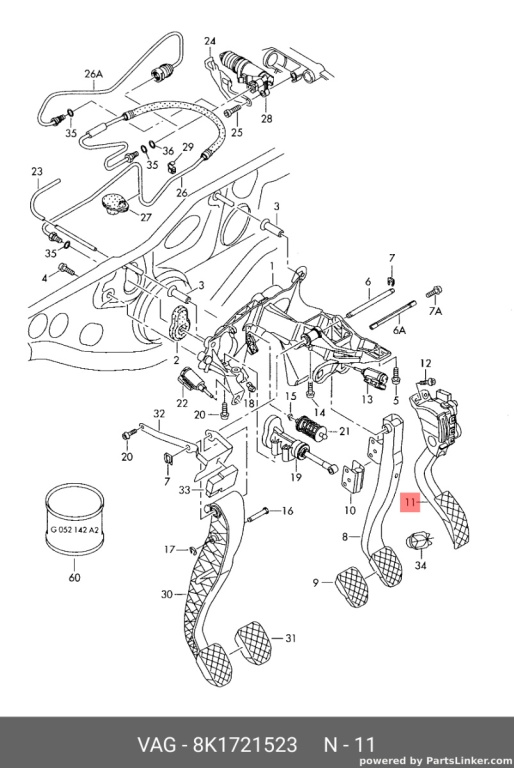 Pedala acceleratie 8K1721523Audi A4 B8 2.0 TDI CAG 103 KW OEM 8K1721523