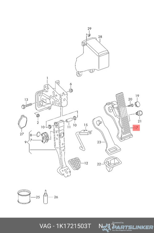 Pedala acceleratie Volkswagen Golf 6 (5K) Hatchback 2010 1.4 16V OEM 1K1721503T