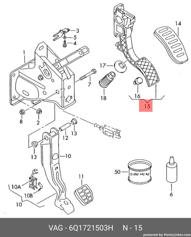 Pedala de acceleratie VW POLO 9N 1.4 TDI BNV 2007 OEM 6Q1721503H