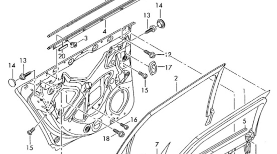 Perie geam crom usa dreapta spate Audi A4 B6 (8E2) Sedan 2002 2.0 I OEM 8E0853764B