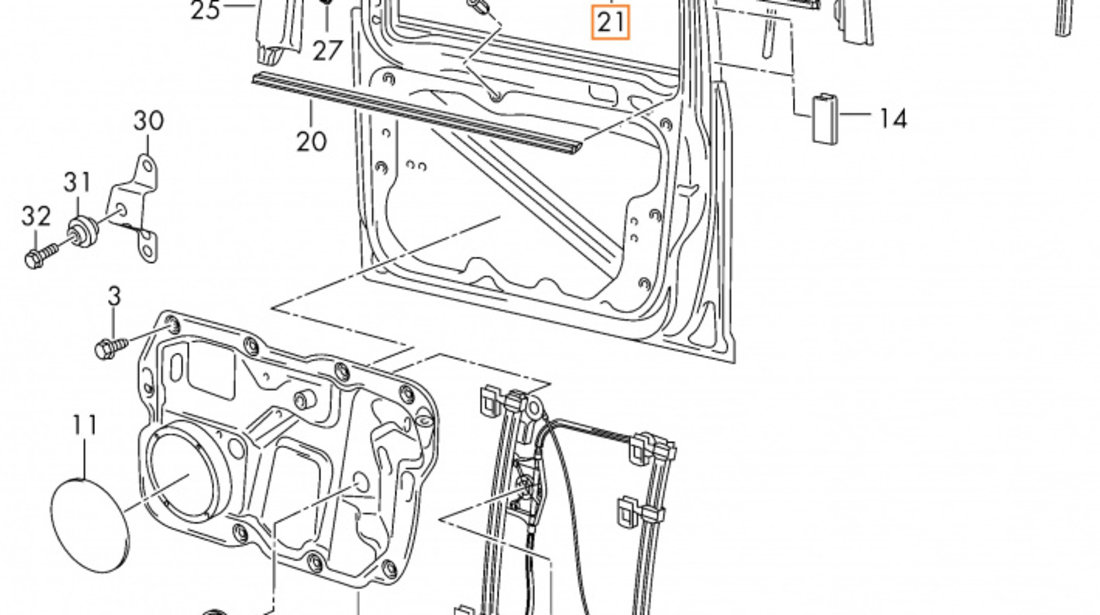 Perie Geam Exterioara Usa Fata Dreapta Oe Volkswagen Caddy 3 2004-2015 2K0837478B9B9