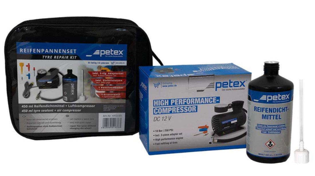 Petex Kit Reparat Pana Compresor + Solutie Etansare 445100PX