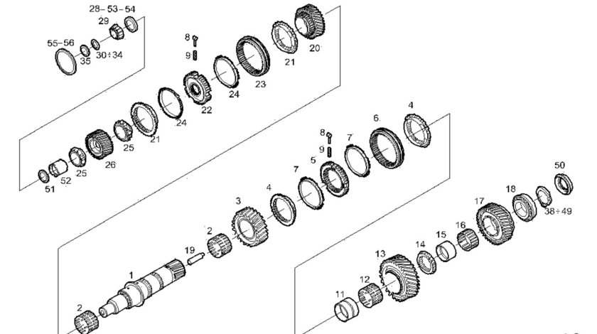 Pinioane,rulmenti si simeringuri cutie viteze Iveco Eurotech (rog vezi schita ) EURORICAMBI+C.E.I 2991925