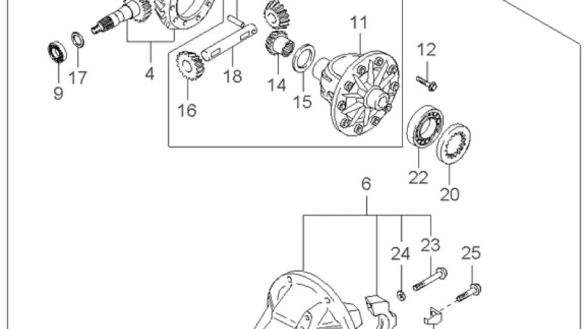 Pinion atac + roata dintata grup spate Kia K 2500 (poz.4) KIA OE 0K60A27110A