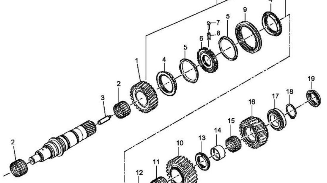 Pinion cu 44 dinti sens invers cutie de viteza Renault Kerax 8x4 (poz.16) CEI 5001848818