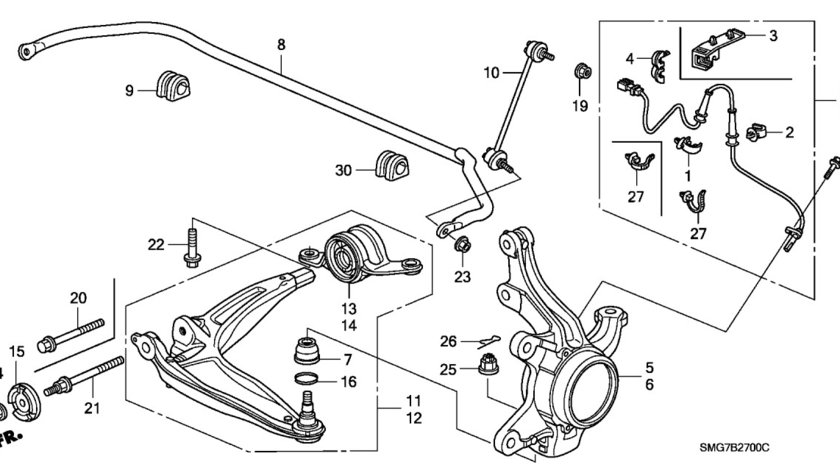 Pivot brat inferior punte fata Honda Civic VIII JAPANPARTS 51230-SNA-A02