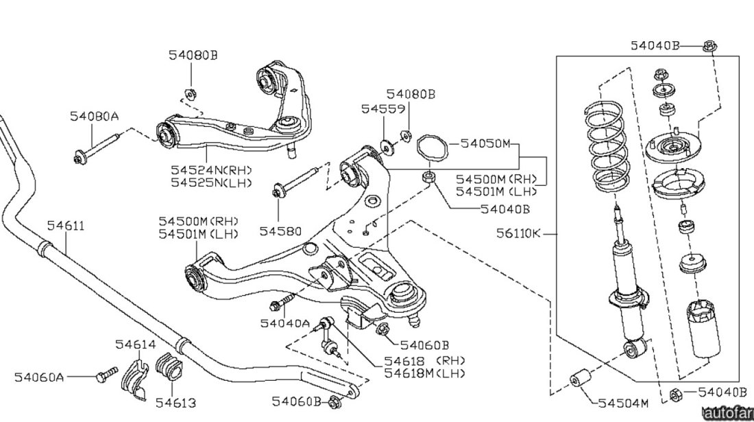 Pivot brat inferior punte fata Nissan Navara MOOG NI-BJ-4926