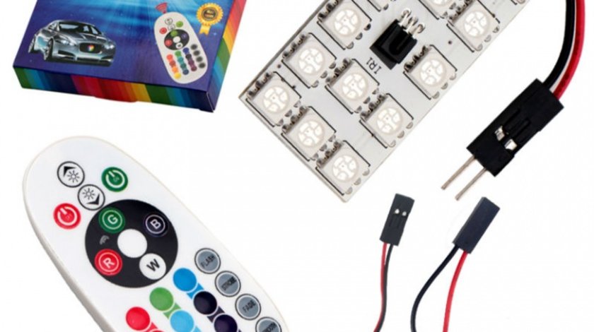 Placa LED RGB 28X43MM. CU TELECOMANDA - 15 SMD 5050 RGB 12V (pret/set) VistaCar