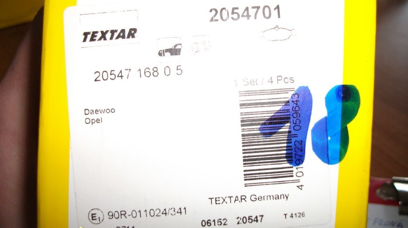 PLACUTE FRANA DAEWOO JAGUAR XJ OPEL ASTRA COMBO CORSA TIGRA VECTRA COD TEXTAR 2054701