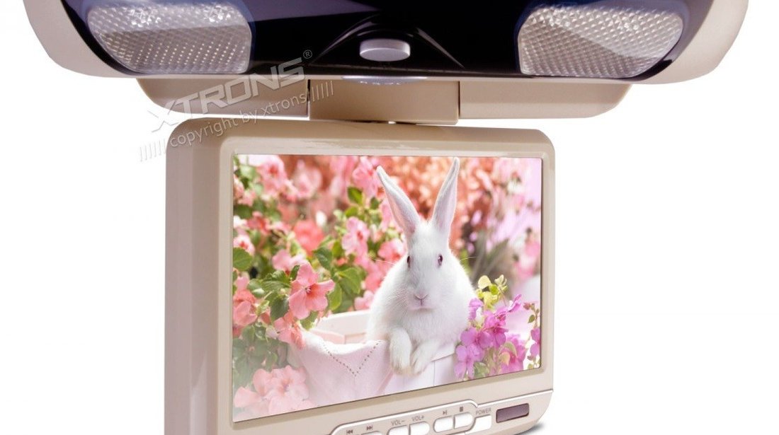 PLAFONIERA AUTO CU MONITOR xtrons 9" LCD/TFT Transmițător IR 1 Intrare Video/Audio