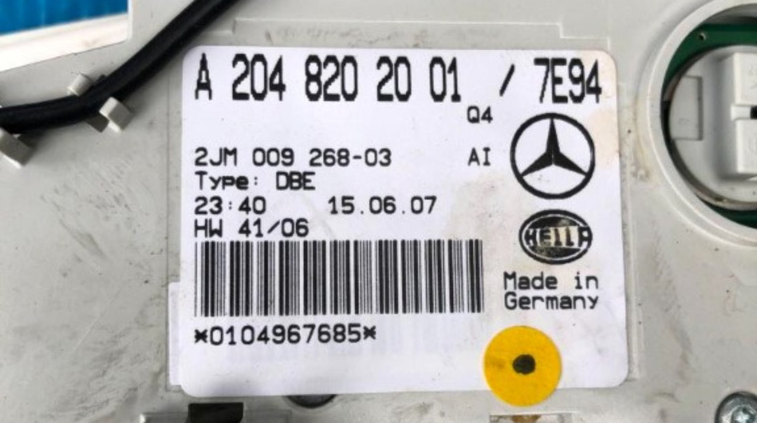 Plafoniera fata Mercedes C Class w204 2007-2010 cod A2048202001