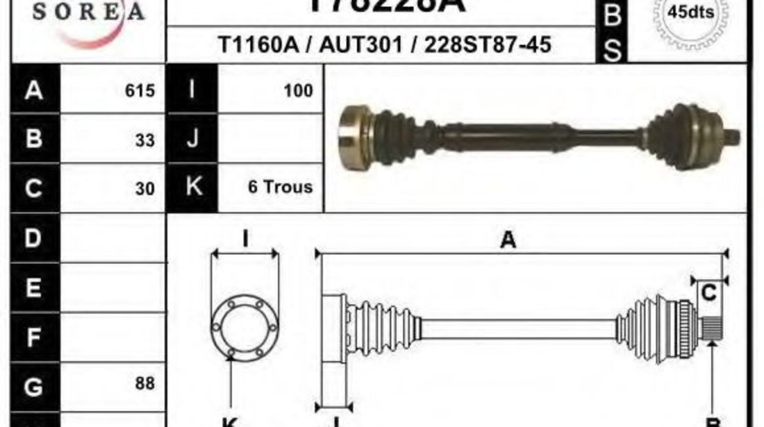 Planetara AUDI A4 (8D2, B5) (1994 - 2001) EAI T78228A piesa NOUA