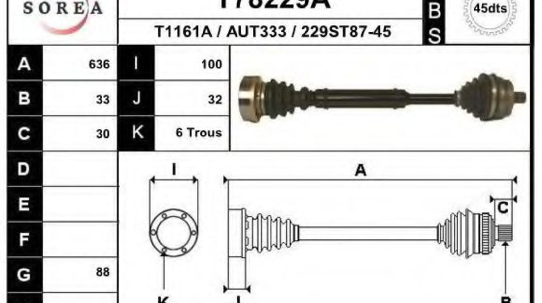 Planetara AUDI A4 (8D2, B5) (1994 - 2001) EAI T78229A piesa NOUA