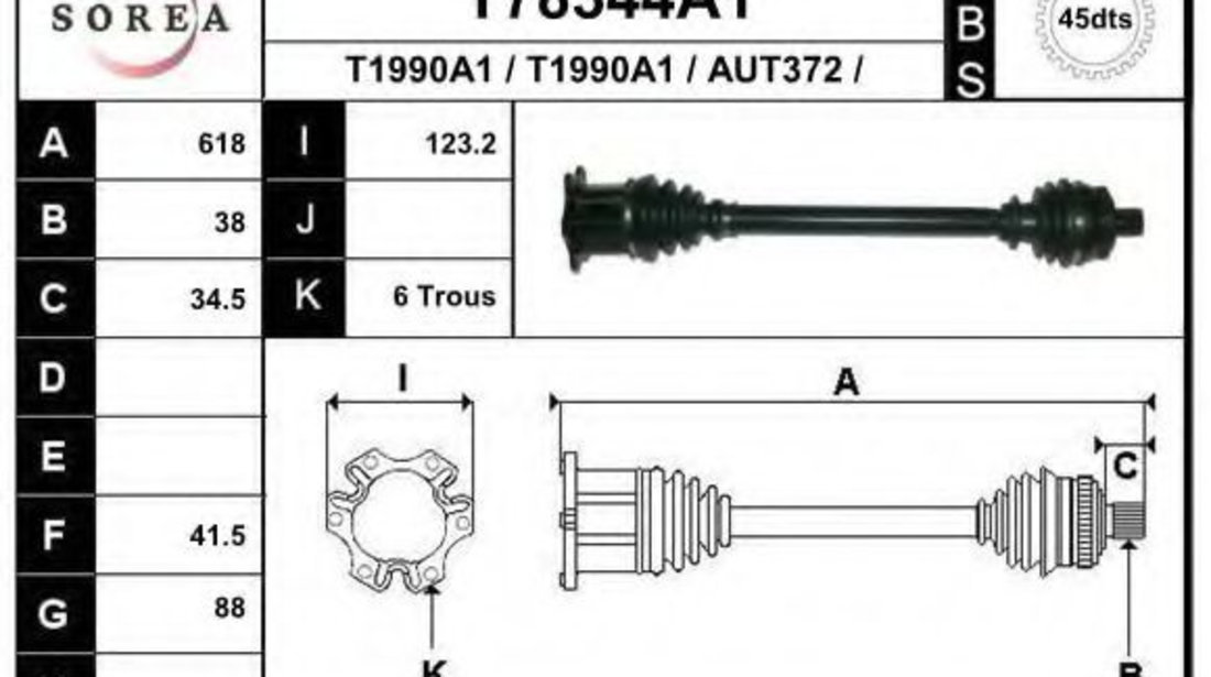 Planetara AUDI A4 (8E2, B6) (2000 - 2004) EAI T78344A1 piesa NOUA