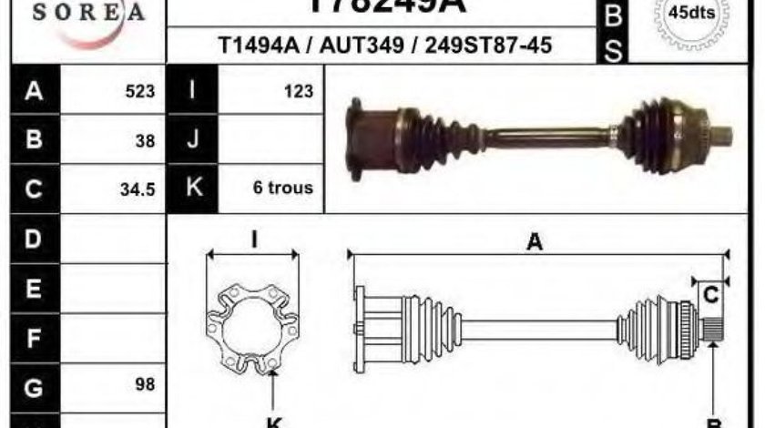 Planetara AUDI A4 (8EC, B7) (2004 - 2008) EAI T78249A piesa NOUA