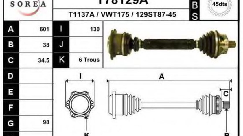 Planetara AUDI A4 Avant (8D5, B5) (1994 - 2001) EAI T78129A piesa NOUA