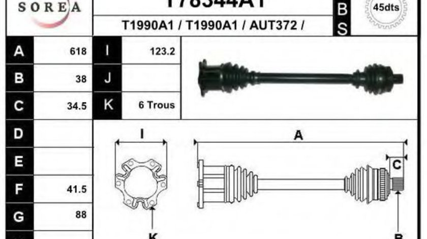 Planetara AUDI A4 Cabriolet (8H7, B6, 8HE, B7) (2002 - 2009) EAI T78344A1 piesa NOUA