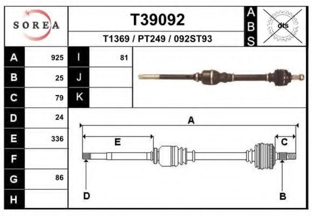 Planetara CITROEN C4 Cupe (LA) (2004 - 2011) EAI T39092 piesa NOUA