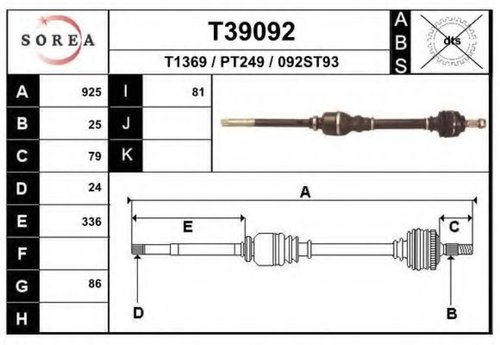 Planetara CITROEN C4 I (LC) (2004 - 2011) EAI T39092 piesa NOUA