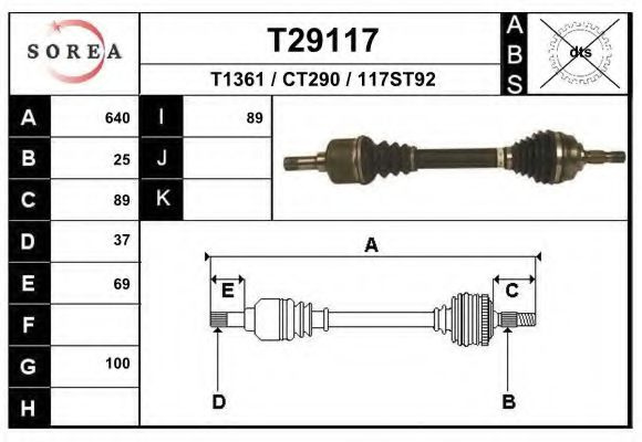 Planetara CITROEN C5 I Estate (DE) (2001 - 2004) EAI T29117 piesa NOUA