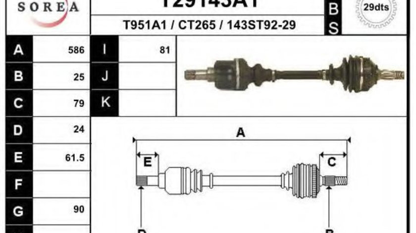 Planetara CITROEN XSARA (N1) (1997 - 2005) EAI T29143A1 piesa NOUA