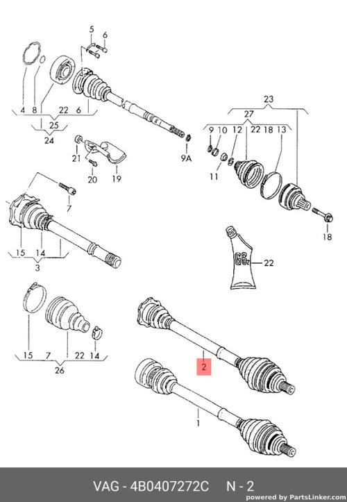 Planetara dreapta Audi A6 4B 2002 2003 2.5 TDI AKE OEM 4B0407272C