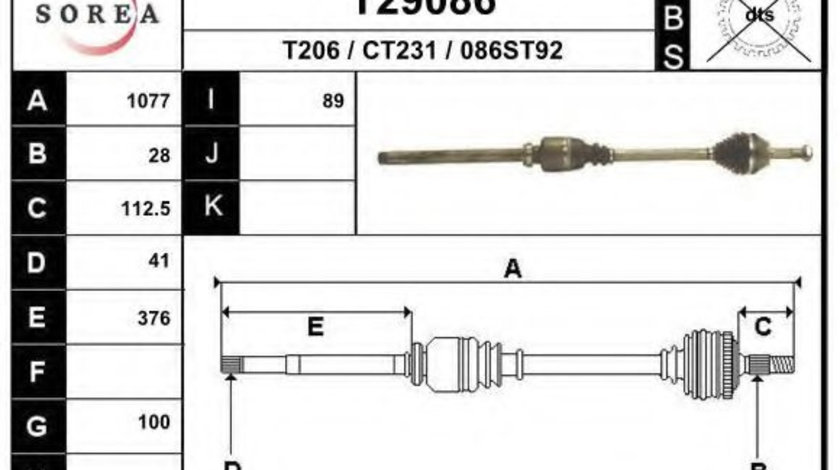 Planetara FIAT DUCATO platou / sasiu (230) (1994 - 2002) EAI T29086 piesa NOUA