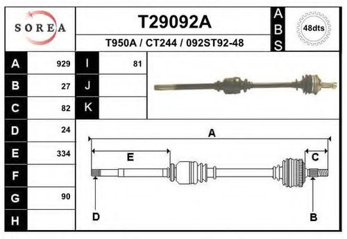 Planetara FIAT SCUDO combinato (220P) (1996 - 2006) EAI T29092A piesa NOUA