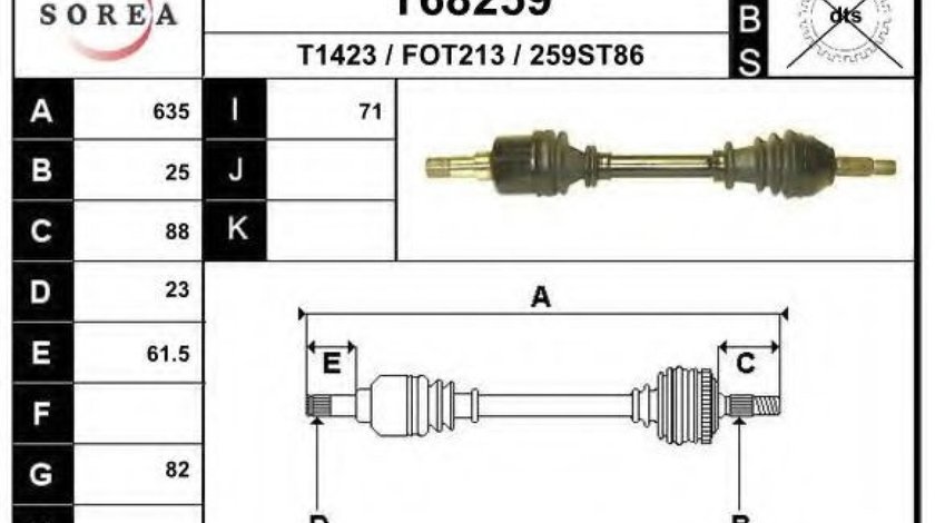 Planetara FORD FOCUS Limuzina (DFW) (1999 - 2007) EAI T68259 piesa NOUA