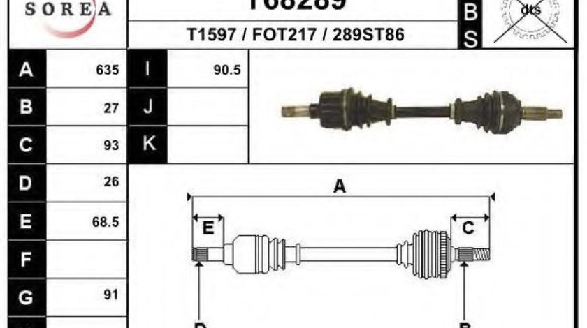 Planetara FORD MONDEO III Limuzina (B4Y) (2000 - 2007) EAI T68289 piesa NOUA