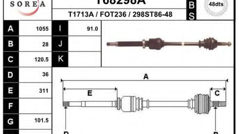 Planetara FORD TRANSIT caroserie (FA) (2000 - 2006) EAI T68298A piesa NOUA