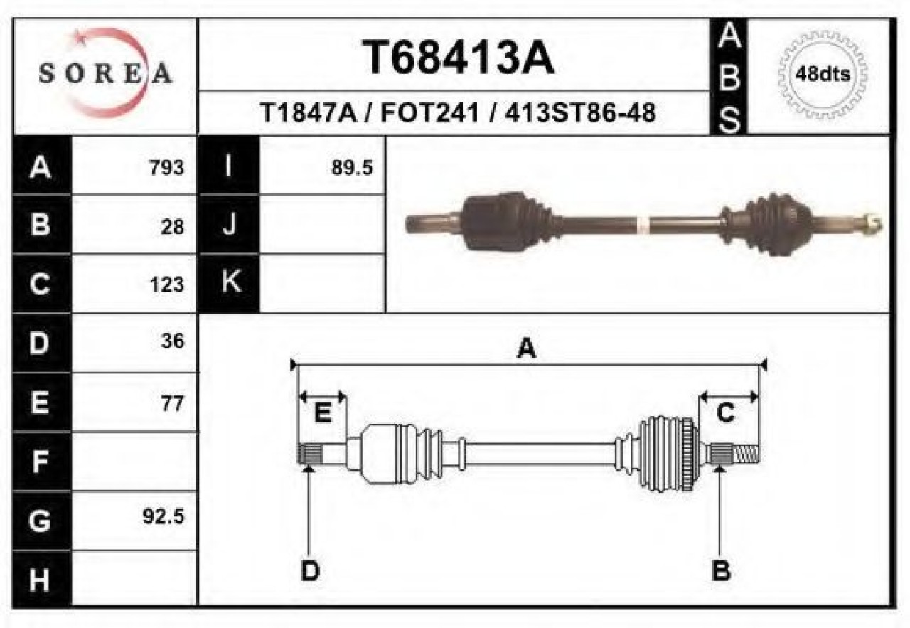 Planetara FORD TRANSIT platou / sasiu (2006 - 2014) EAI T68413A piesa NOUA