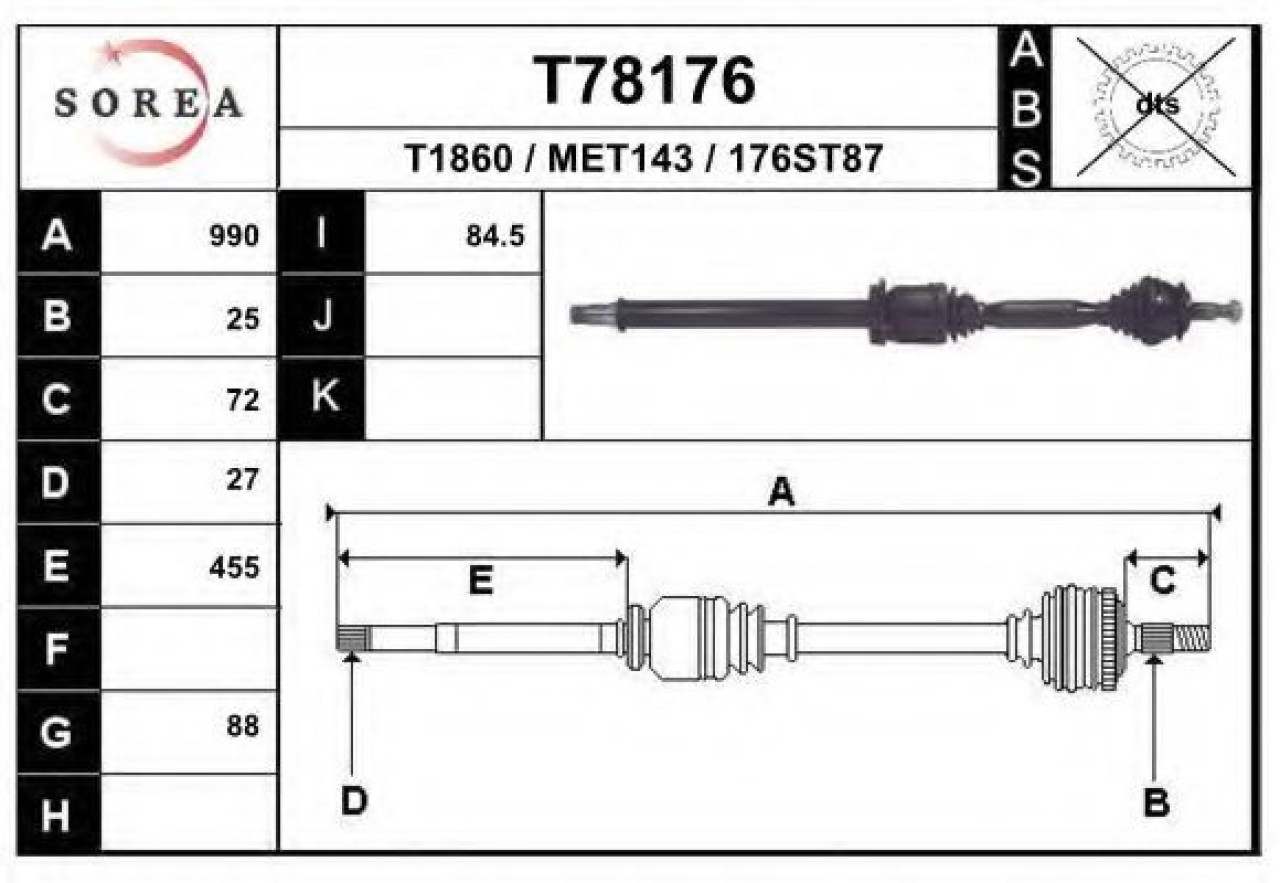 Planetara MERCEDES B-CLASS (W245) (2005 - 2011) EAI T78176 piesa NOUA