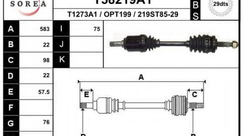 Planetara OPEL ASTRA F Combi (51, 52) (1991 - 1998) EAI T58219A1 piesa NOUA