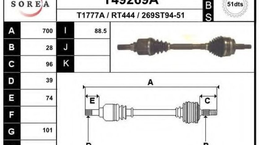 Planetara OPEL MOVANO platou / sasiu (U9, E9) (1998 - 2010) EAI T49269A piesa NOUA