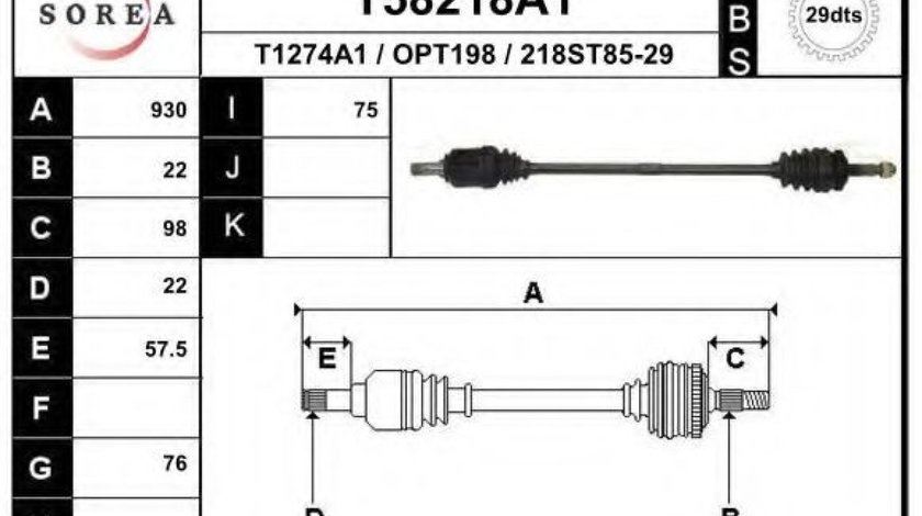 Planetara OPEL TIGRA (95) (1994 - 2000) EAI T58218A1 piesa NOUA