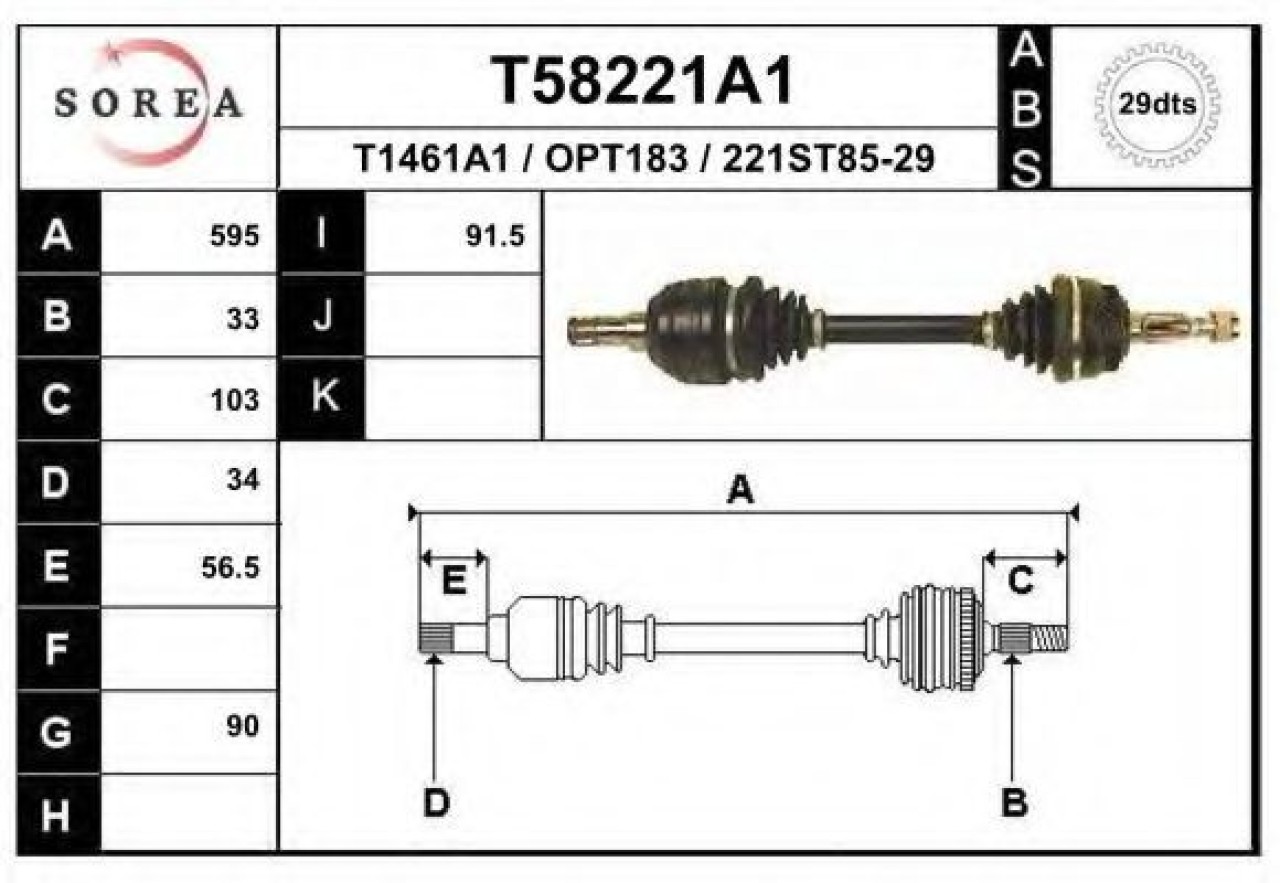 Planetara OPEL VECTRA B Combi (31) (1996 - 2003) EAI T58221A1 piesa NOUA