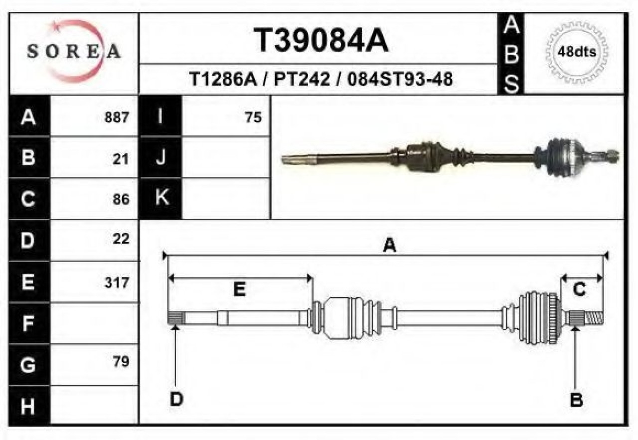 Planetara PEUGEOT 206 Hatchback (2A/C) (1998 - 2016) EAI T39084A piesa NOUA