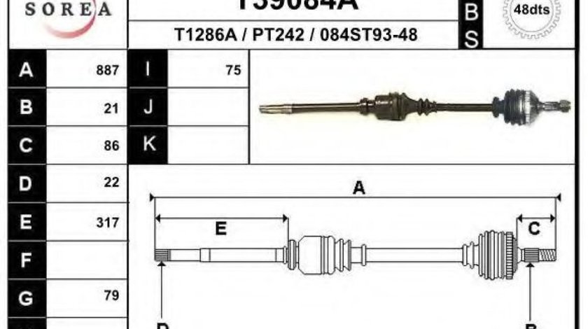 Planetara PEUGEOT 206 Hatchback (2A/C) (1998 - 2016) EAI T39084A piesa NOUA