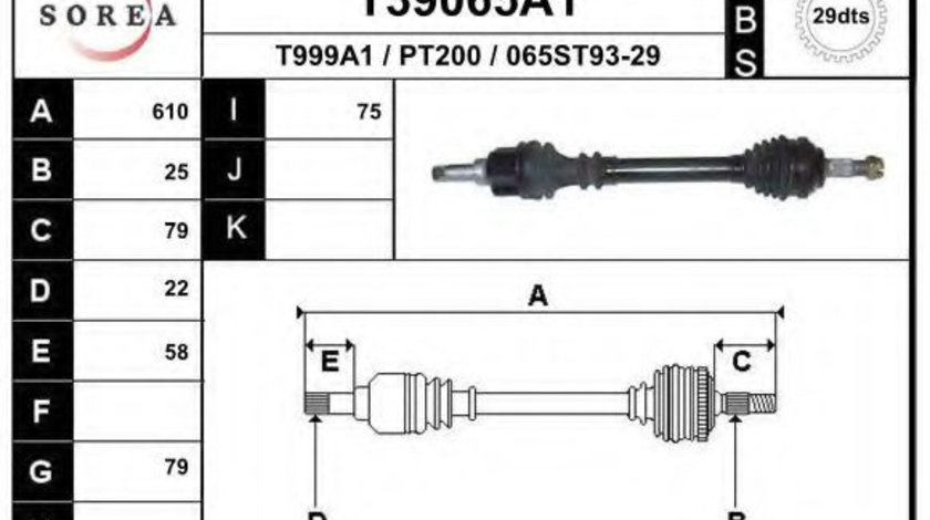 Planetara PEUGEOT 306 (7B, N3, N5) (1993 - 2003) EAI T39065A1 piesa NOUA