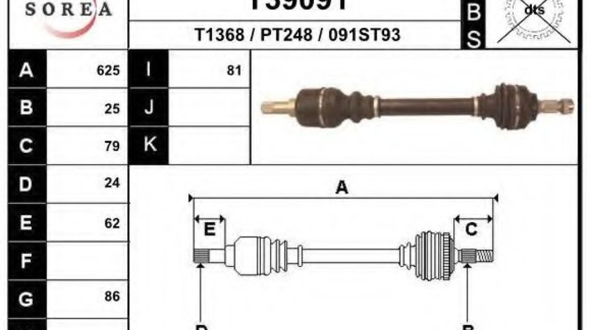 Planetara PEUGEOT 307 SW (3H) (2002 - 2016) EAI T39091 piesa NOUA