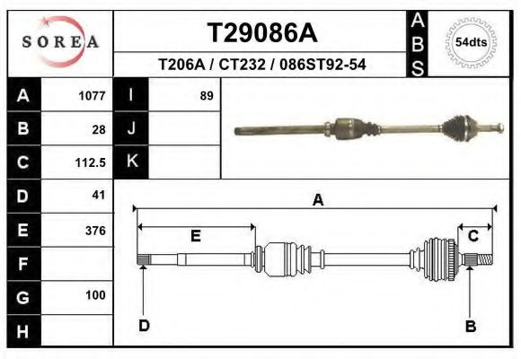 Planetara PEUGEOT BOXER platou / sasiu (244) (2001 - 2016) EAI T29086A piesa NOUA