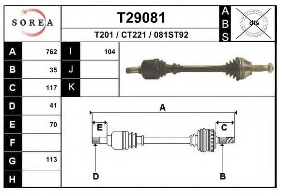 Planetara PEUGEOT BOXER platou / sasiu (ZCT) (1994 - 2002) EAI T29081 piesa NOUA