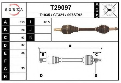 Planetara PEUGEOT EXPERT platou / sasiu (2007 - 2016) EAI T29097 piesa NOUA