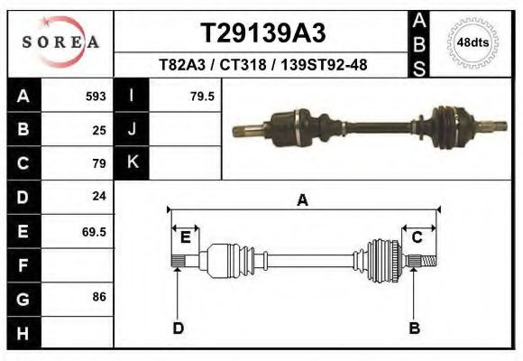 Planetara PEUGEOT PARTNER combispace (5F) (1996 - 2012) EAI T29139A3 piesa NOUA