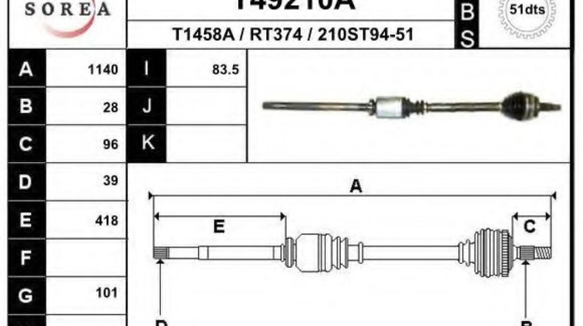 Planetara RENAULT MASTER II platou / sasiu (ED/HD/UD) (1998 - 2010) EAI T49210A piesa NOUA