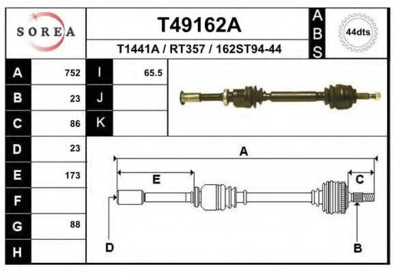 Planetara RENAULT MEGANE I Break (KA0/1) (1999 - 2003) EAI T49162A piesa NOUA